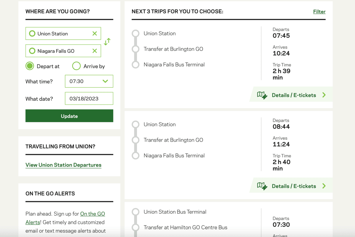 Go transit 尼加拉瀑布交通攻略