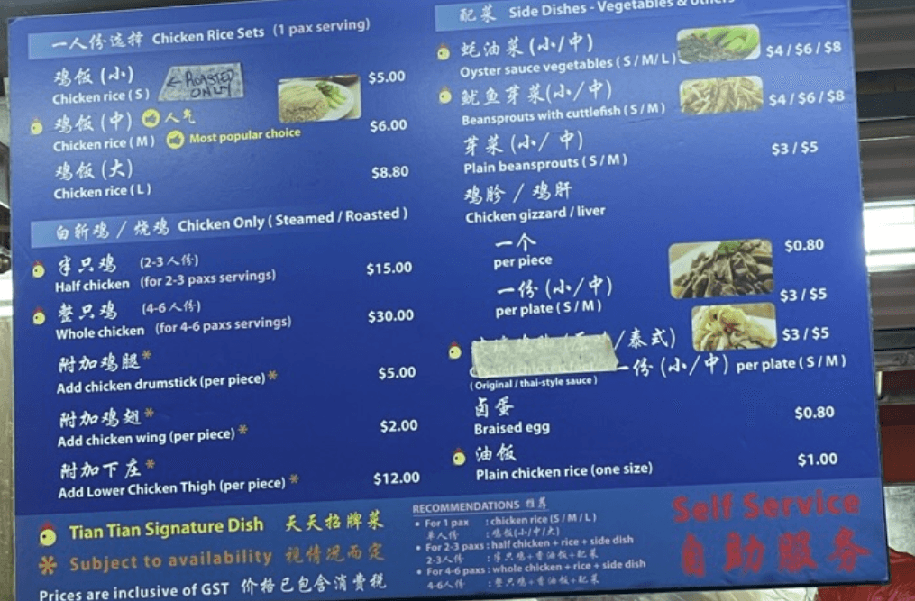 牛車水 Chinatown
麥士威美食中心
天天海南雞飯價格