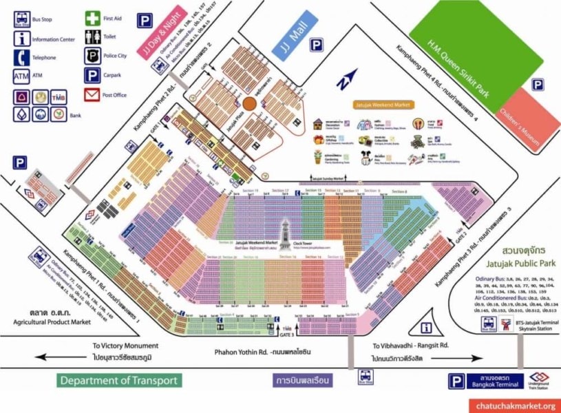 【2025恰圖恰市集攻略】必買、交通、營業時間、地圖 - 第3張圖 Chatuchak 市集map