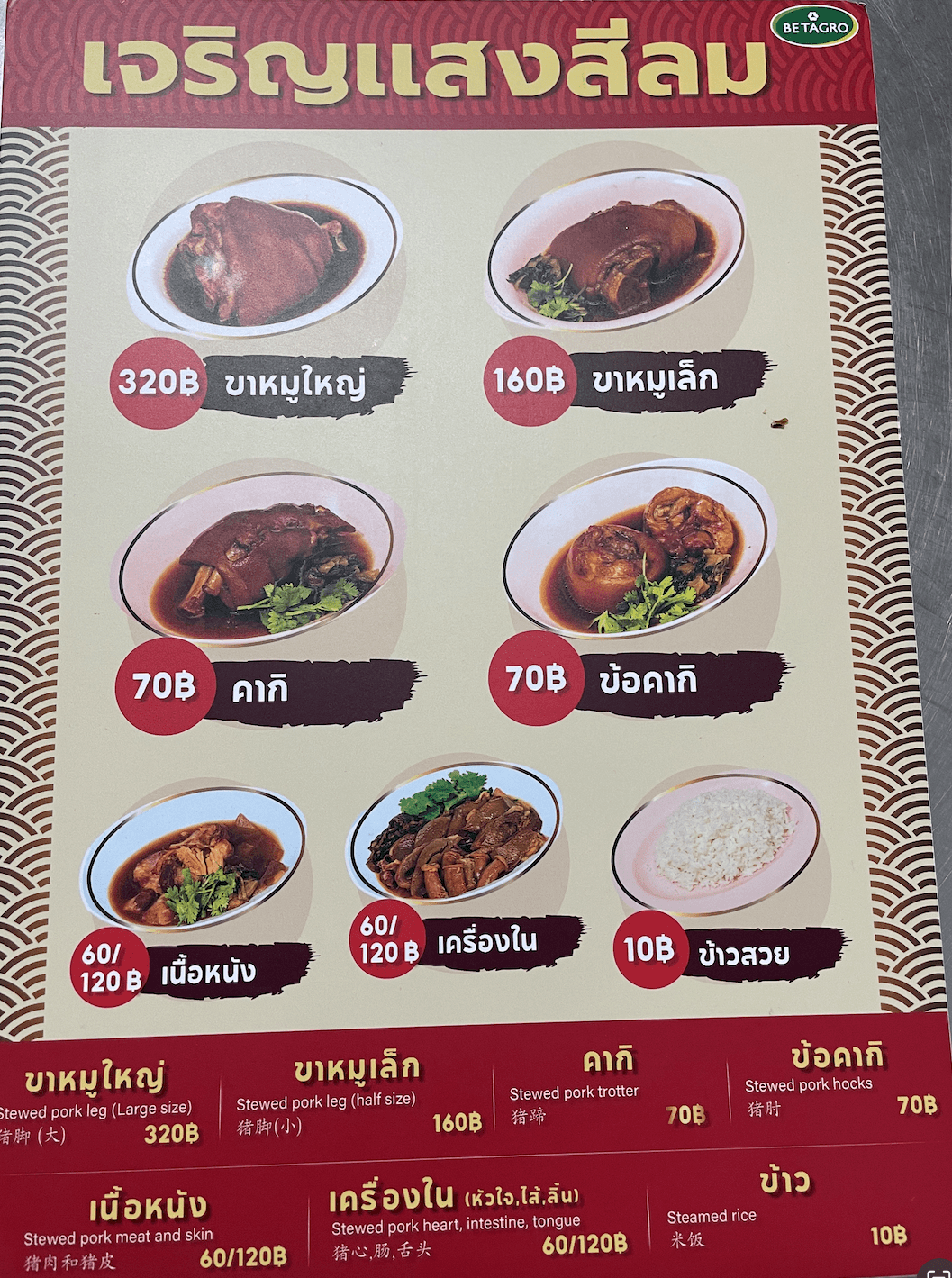 曼谷米其林一條街
石龍軍路Charoen Krung Road
必吃美食老店推薦
 Charoen Sang Silom 豬腳飯（เจริญแสงสีลม）