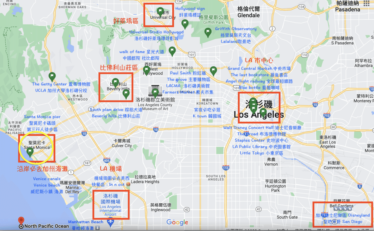【聖塔莫尼卡 Santa Monica】免費停車攻略|聖塔莫尼卡海灘、66號公路盡頭、第三街行人購物區、真實版落日飛車 - 第1張圖 洛杉磯詳細地圖
Walk of Fame
中國劇院 TCL Chinese Theatre
小螺絲繪製