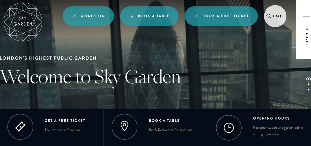 空中花園Sky Garden｜倫敦360°看夜景觀景台、空中酒吧｜預約即免費入場
