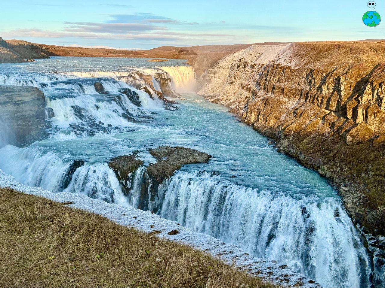 【冰島黃金圈景點】古佛斯瀑布Gullfoss,黃金瀑布羊肉湯 - 第1張圖 冰島Gullfoss古佛斯瀑布(黃金瀑布)