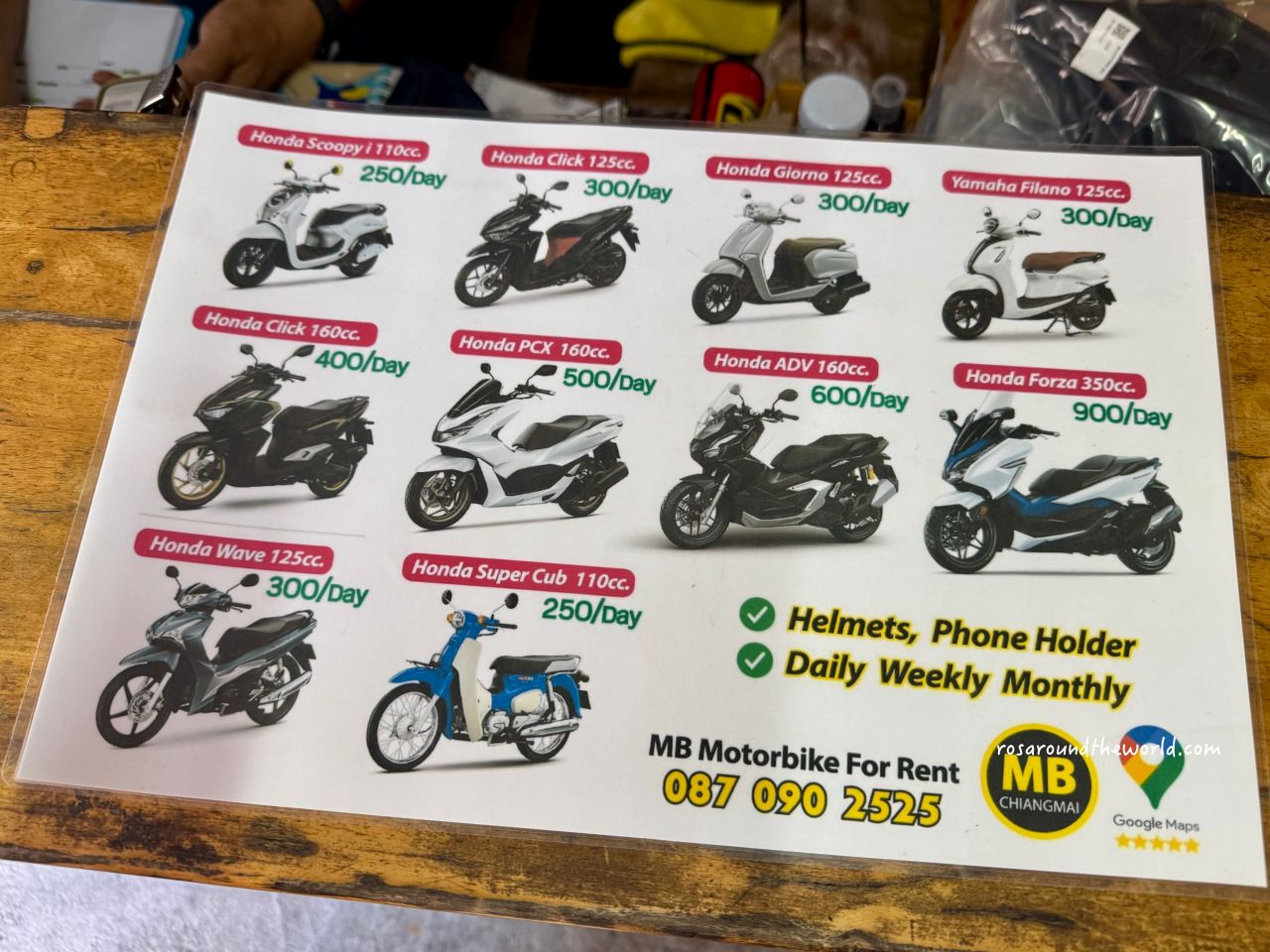 【清邁租機車推薦】價格、駕照＆預約方式，2間實際租車體驗